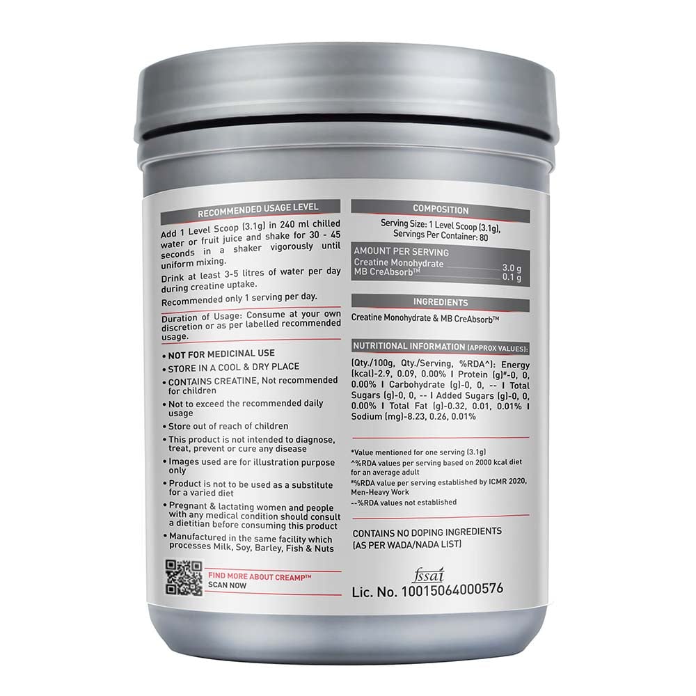 6 - MuscleBlaze Creatine Monohydrate CreAMP,  Unflavoured  1.1 lb