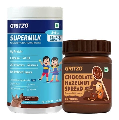 1 - Supermilk Gritzo Growth for Boy/Girl 2-6 years, 400 g Chocolate with Spread