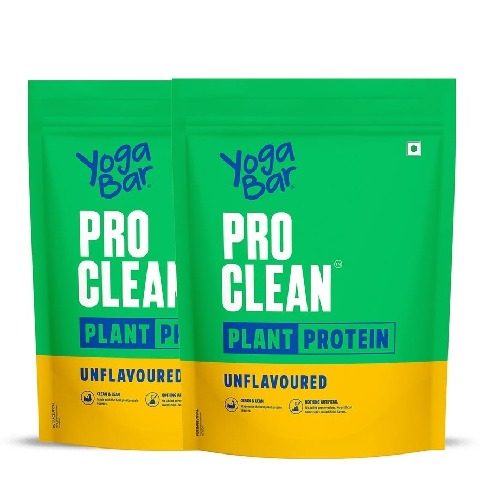 1 - Yogabar Pro Clean Plant Protein, 1.1 lb Unflavoured (Pack of 2)