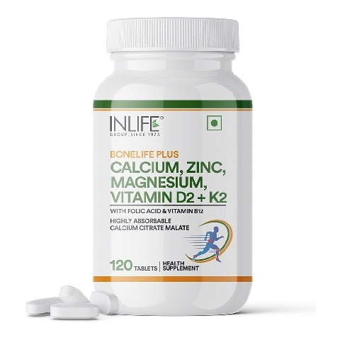 1 - INLIFE Calcium Zinc Magnesium Vitamin D+K2, 120 tablet(s) Unflavoured