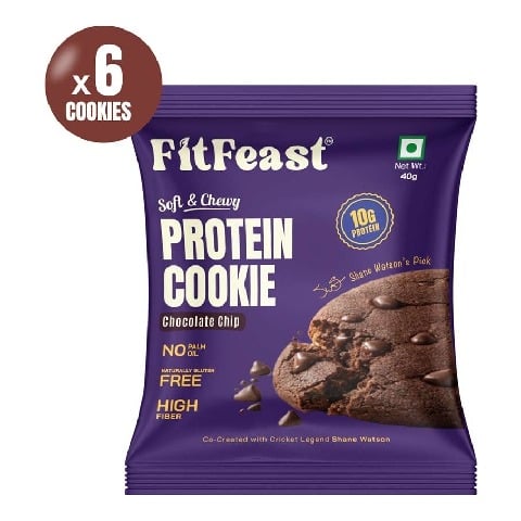 1 - FitFeast Protein Cookie,  40 g  Chocolate Chips (Pack of 6) 