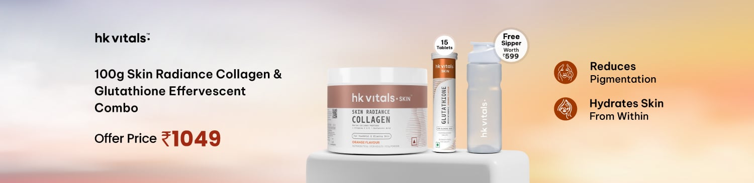 HealthKart HK Vitals Skin Radiance Collagen 100 g & Glutathione Effervescent 15 Tabs Orange Combo
