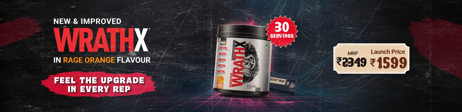 MuscleBlaze Pre Workout WrathX, 540 g (1.19 lb), Rage Orange | Launch - 1599