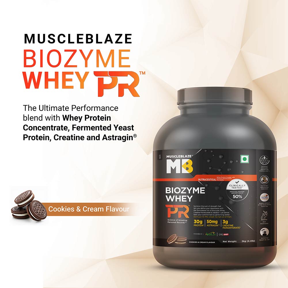 MuscleBlaze Biozyme Whey PR,  4.4 lb  Cookies & Cream