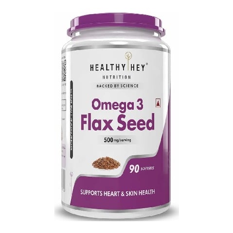 1 - HealthyHey Nutrition Omega 3 Flaxseed Oil with Vitamin E, 90 softgels