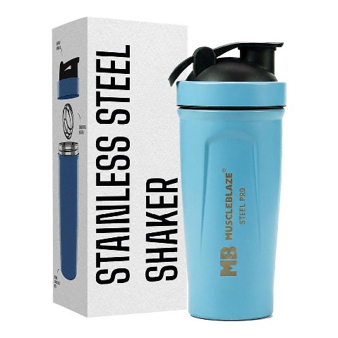 1 - MuscleBlaze Stainless Steel Gym Shaker, Blue 700 ml