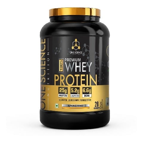 1 - One Science 100% Premium Whey Protein,  2 lb  Alphonso Mango 