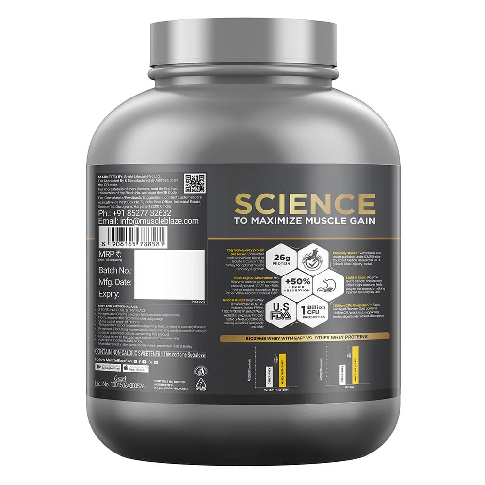 11 - MuscleBlaze Biozyme Gold 100% Whey (Old MRP),  4.4 lb  Chocolate Hazelnut