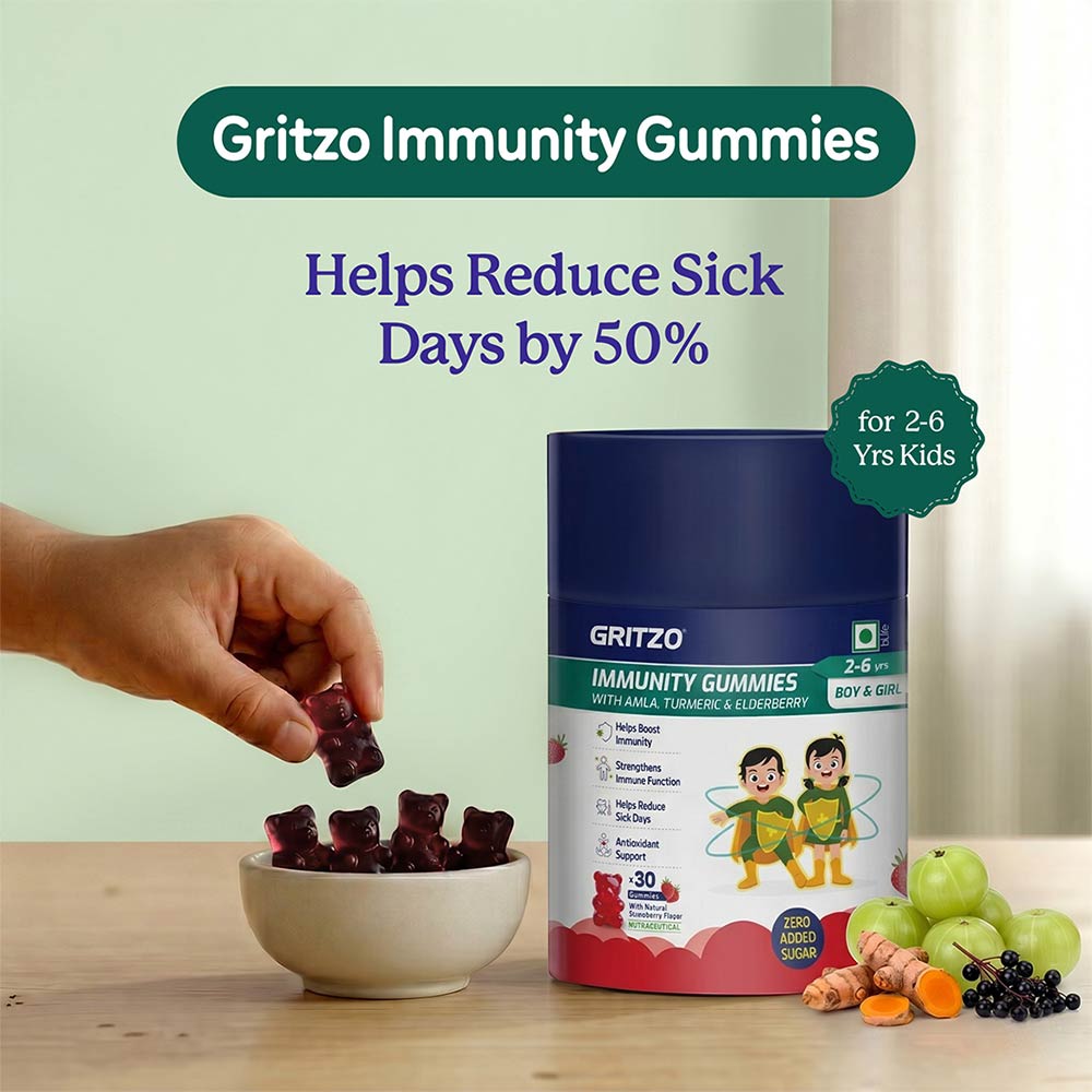 Gritzo Immunity Gummies 2-6 Yrs, 30 gummies Strawberry 2-6 Yrs Immunity