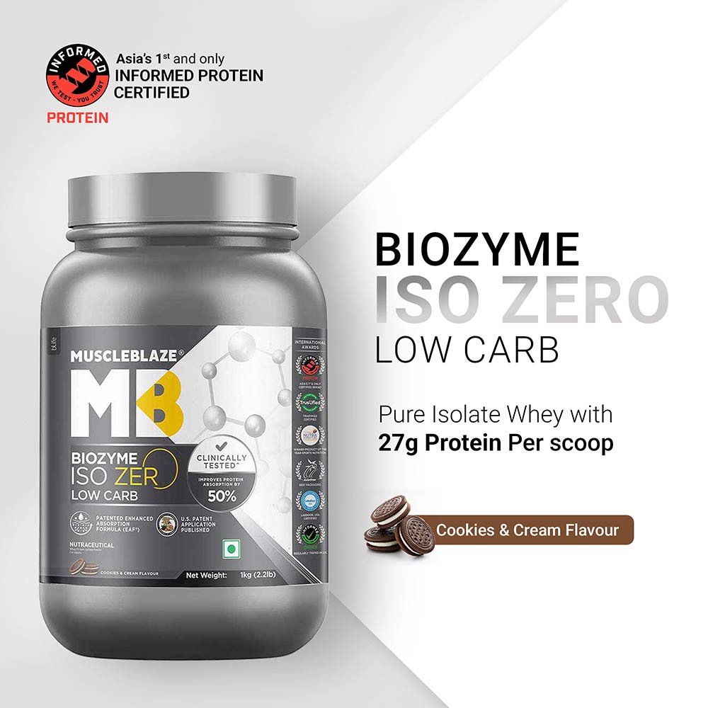 10 - MuscleBlaze Biozyme Iso-Zero,  2.2 lb  Low Carb Cookies & Cream