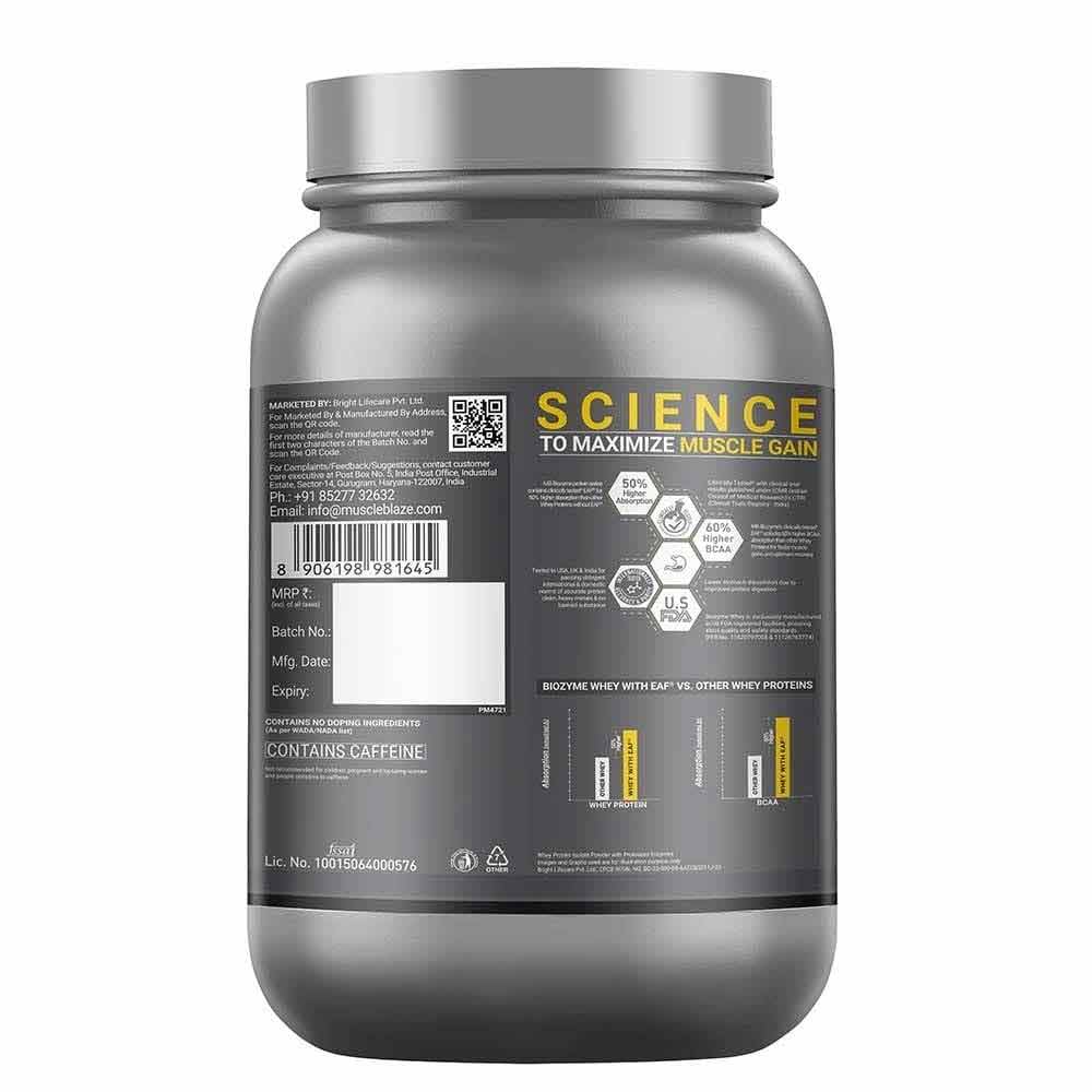 MuscleBlaze Biozyme Iso-Zero Powder, 2.2 lb Blue Tokai Cafe 997.9 g - Image 1