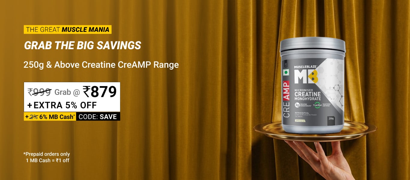 creatine Grab @ Rs. 879 + Extra 5% Off, Code: SAVE + Extra 6% MB Cash on prepaid orders