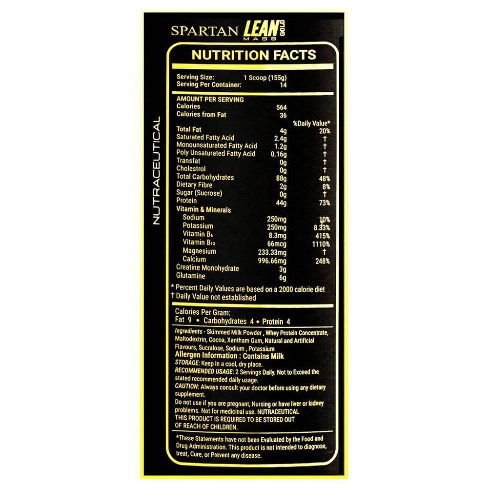 supplement - Spartan Nutrition Lean Mass Gold,  5 lb  Banana Caramel 