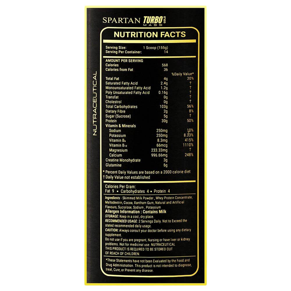 supplement - Spartan Nutrition Turbo Mass Gold,  5 lb  Banana Caramel 
