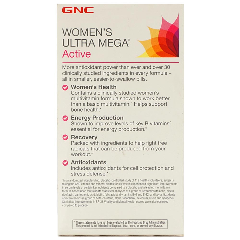 benefits - GNC Women's Ultra Mega Active,  180 caplets  Unflavoured 