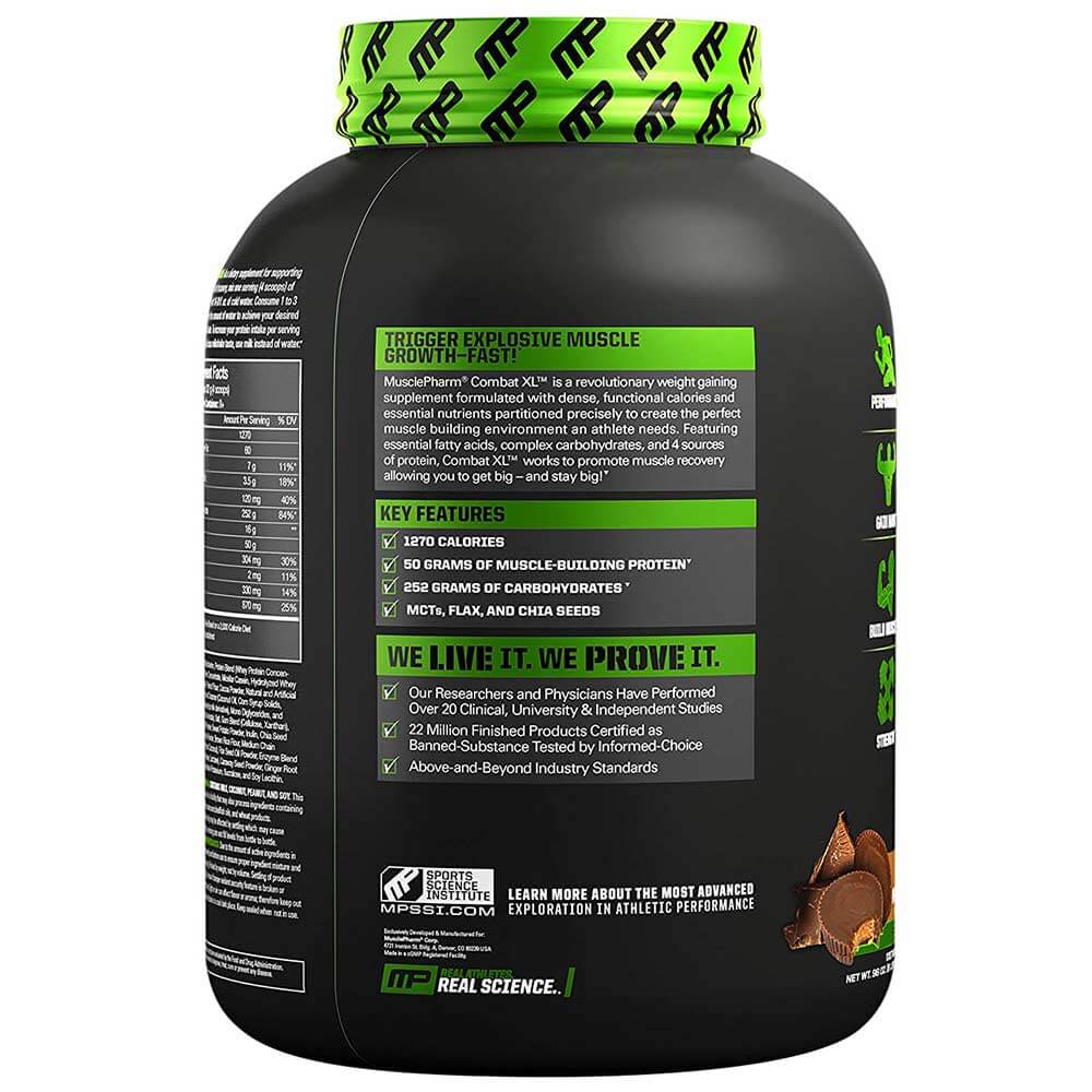 1 - MusclePharm Combat XL Mass Gainer,  6 lb  Chocolate Peanut Butter 