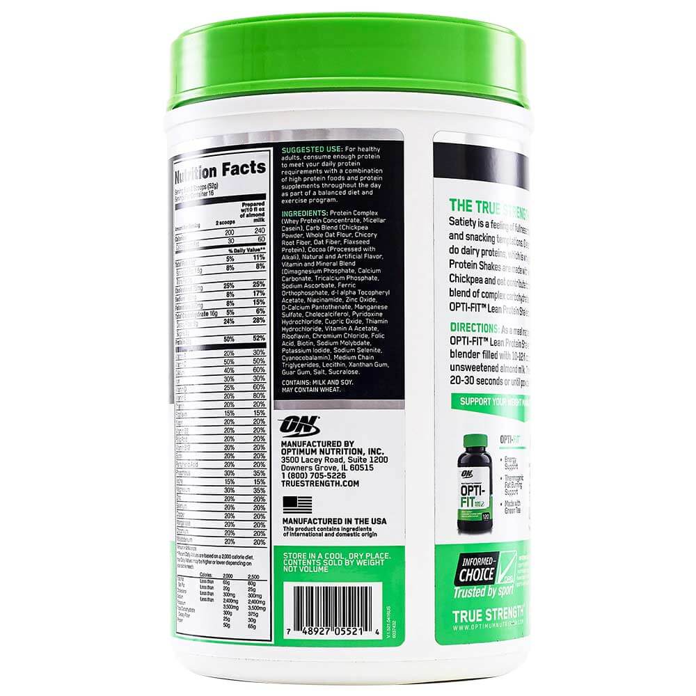 usage - ON (Optimum Nutrition) Opti Fit Meal Replacement Protein Powder Drink,  1.83 lb  Chocolate 