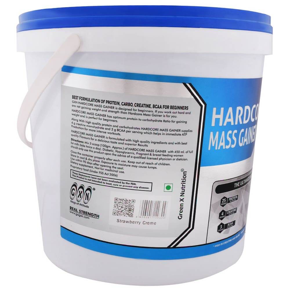 description - GXN Hardcore Mass Gainer,  11 lb  Strawberry Creme 