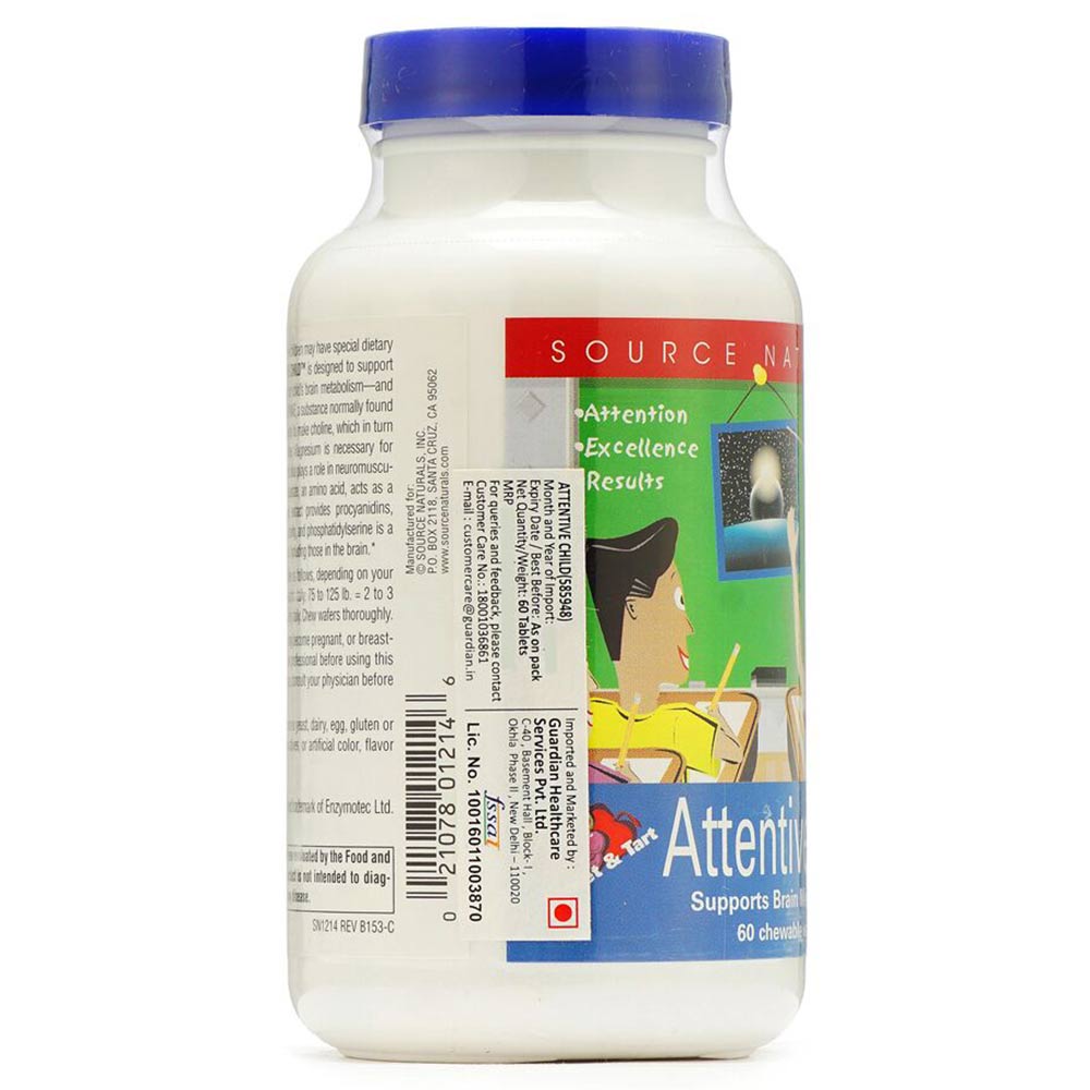 Back - GNC Attentive Child,  Unflavoured  60 chewable tablet(s) 
