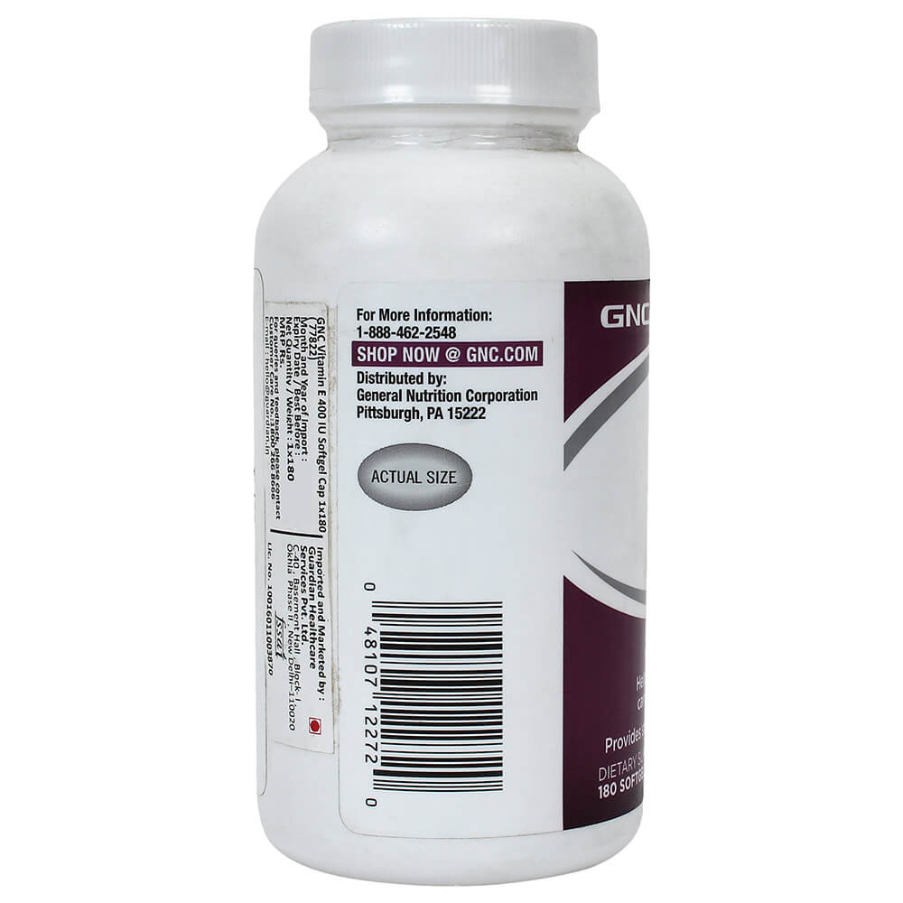 back - GNC Vitamin E 400 mix,  90 capsules 
