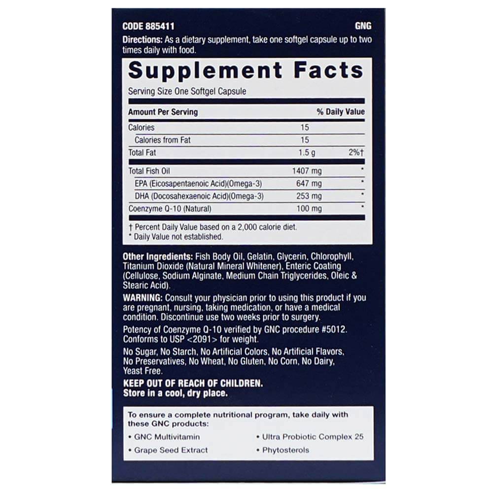 GNC Triple Strength Fish Oil with CoQ10, 60 softgels at Best Price in