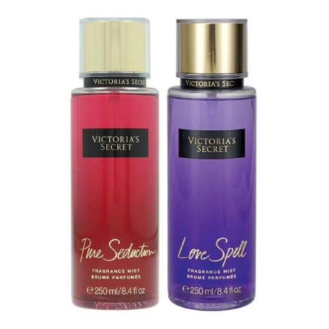 Victoria's Secret Pure Seduction and Love Spell Fragrance Body Mist Combo of 2,  250 ml  for Women 