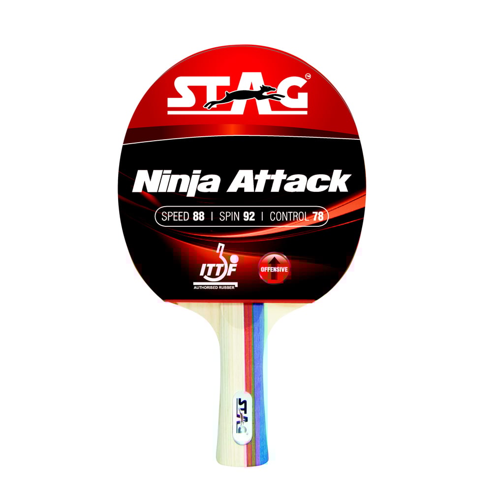 STAG Ninja Attack TT Bat (with I.T.T.F. authorized rubber),  Intermediate 