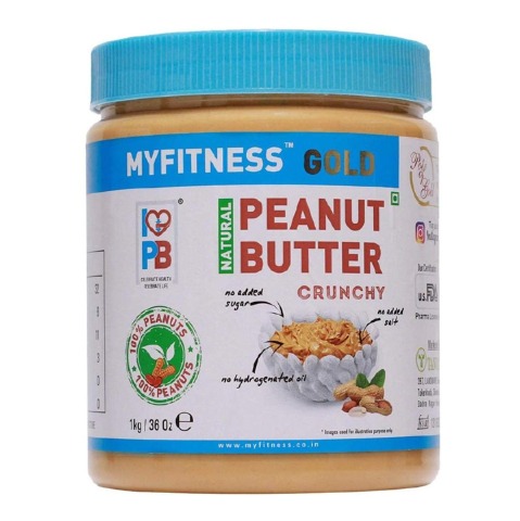 Myfitness Natural Peanut Butter, 1 kg Crunchy