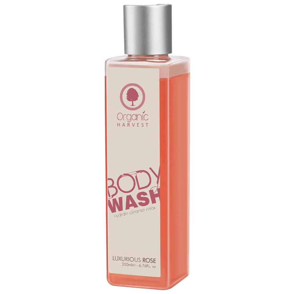 Organic Harvest Luxurious Rose Body Wash, 200 ml for All Skin Types at