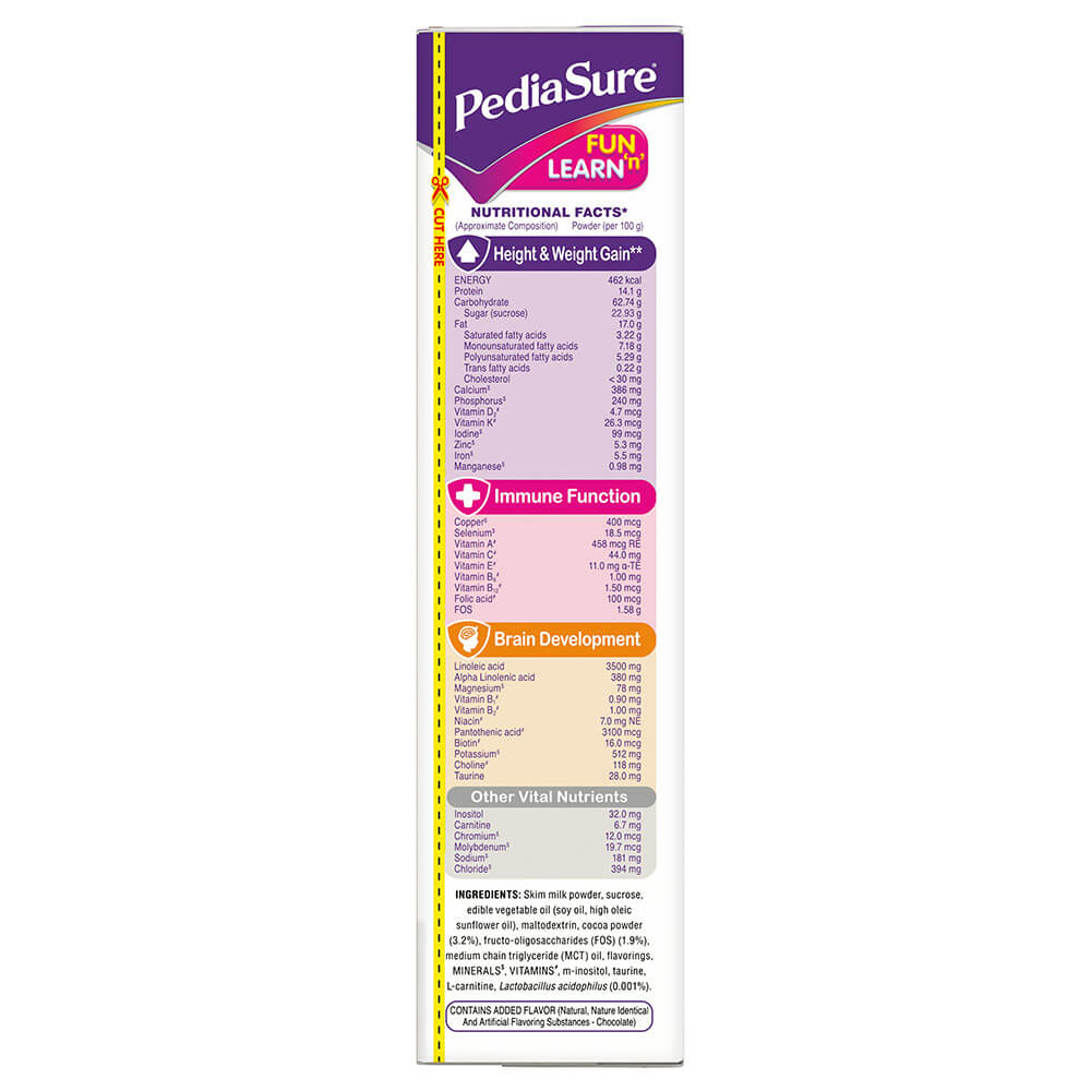 nutritioninfo - PediaSure Sure Growth Kids Nutrition,  0.4 kg  Premium Chocolate 