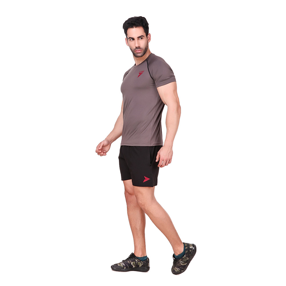 1 - Fitinc N S Lycra Shorts with Both Side Safety Zippered Pockets,  Small  Black 