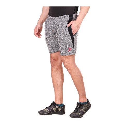2 - Fitinc Melange Shorts with Both Side Safety Zippered Pockets,  XXL  Gray 