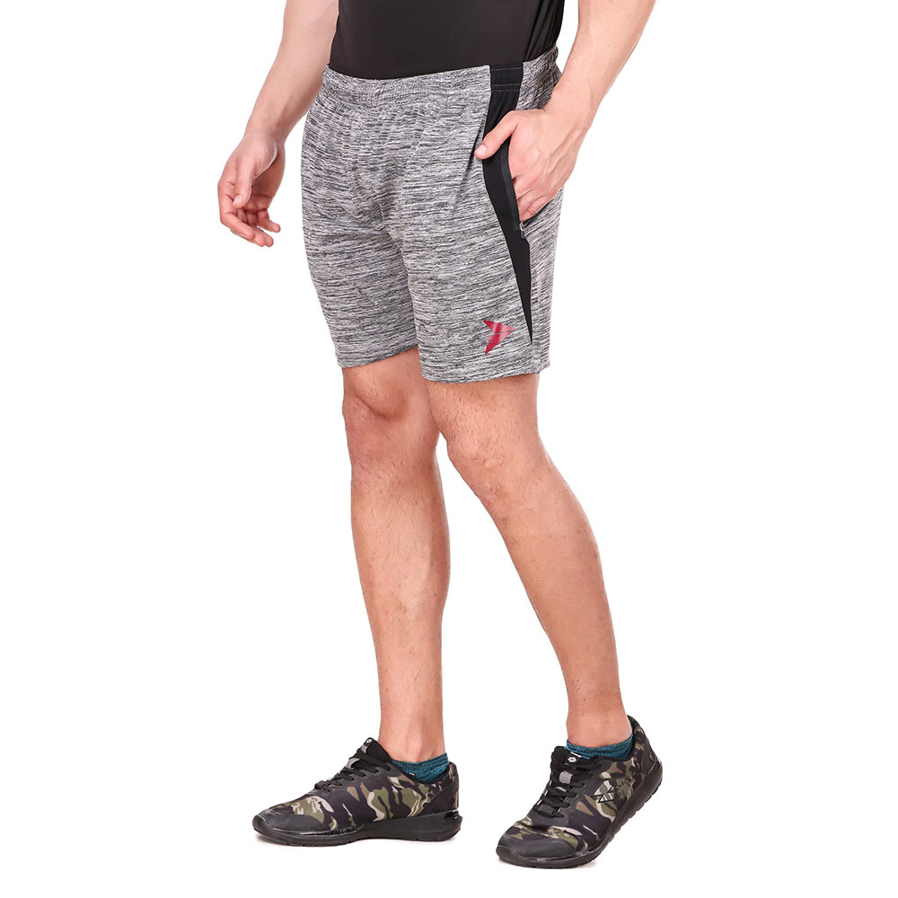 2 - Fitinc Melange Shorts with Both Side Safety Zippered Pockets,  XXL  Gray 