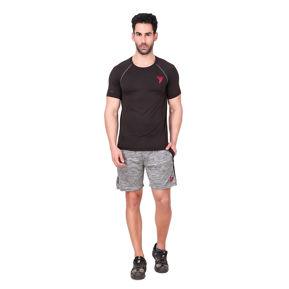 1 - Fitinc Melange Shorts with Both Side Safety Zippered Pockets,  XXL  Gray 