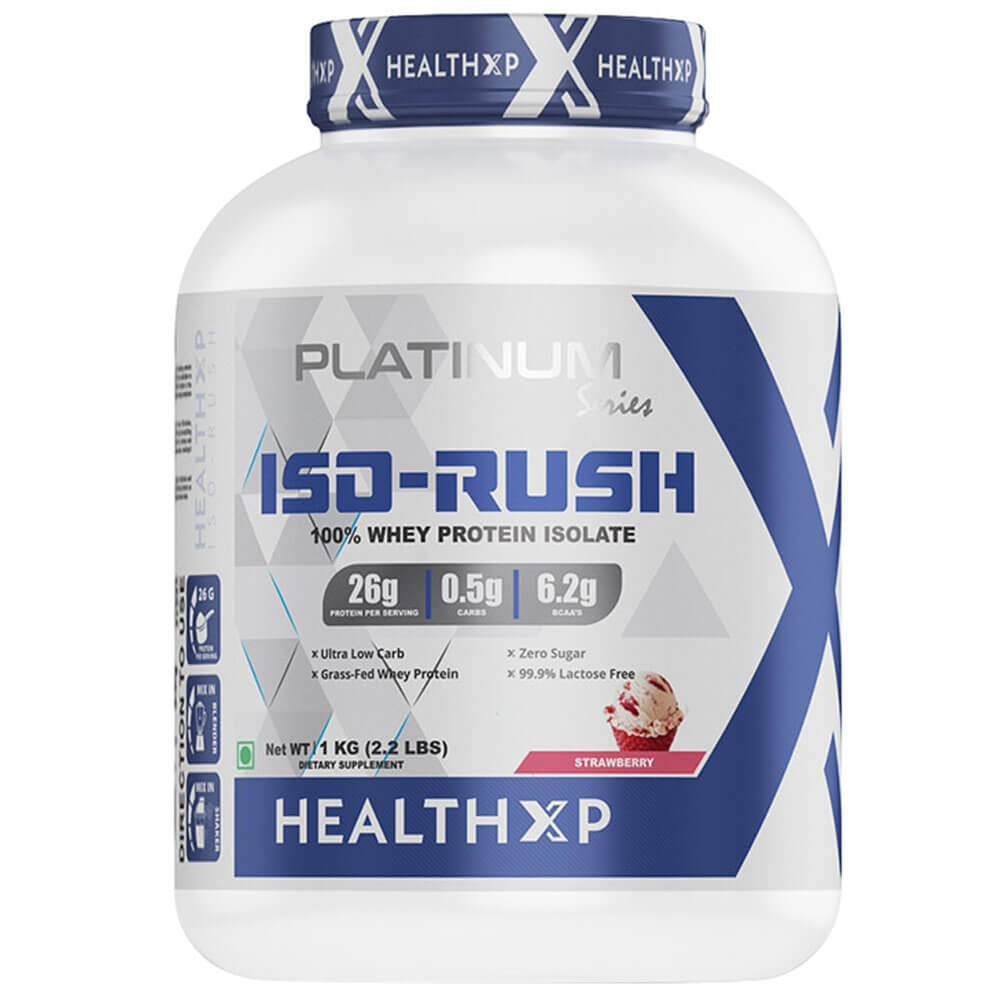 HealthXP Platinum Series Iso Rush 100% Whey Protein Isolate,  2.2 lb  Strawberry 