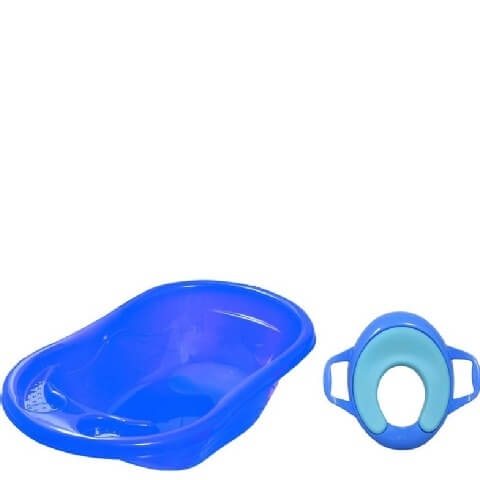 Sunbaby Bath Tub With Soft Cushion Potty Seat (Combo Pack Of 2),  Blue With Blue  Plastic 