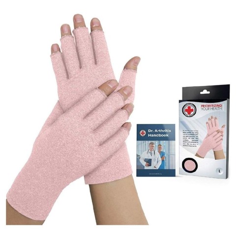 2 - Dr. Arthritis Women Arthritis Gloves with Soft Compression,  Black with Hand Book (Pair)  Large 