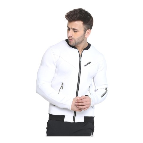 1 - Aesthetic Bodies Men's Bomber Jacket,  White  XL 