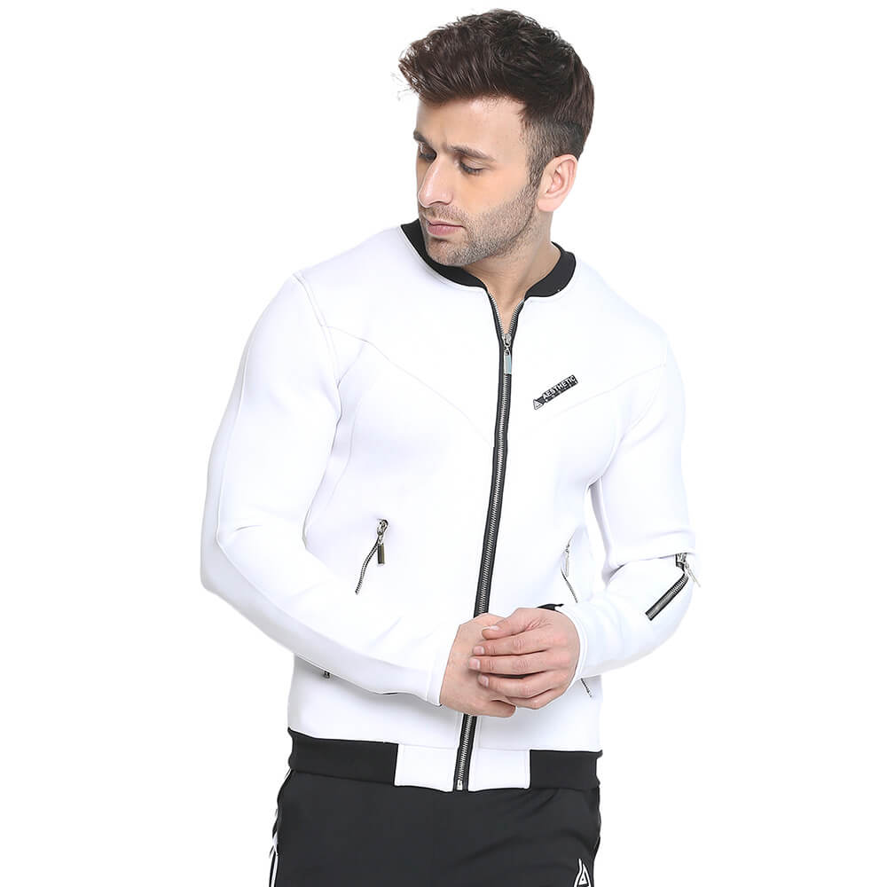 1 - Aesthetic Bodies Men's Bomber Jacket,  White  XL 