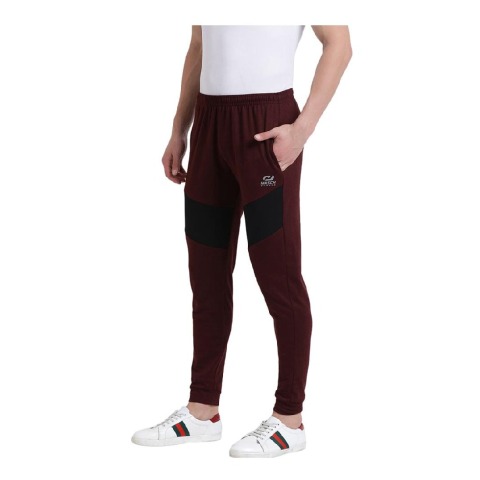 3 - Masch Mens Regular Fit Polyester Cotton Joggers (MSTP 1218 CS FTP CTNMRNB),  Maroon  Large 