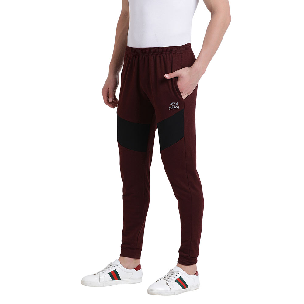 3 - Masch Mens Regular Fit Polyester Cotton Joggers (MSTP 1218 CS FTP CTNMRNB),  Maroon  Large 
