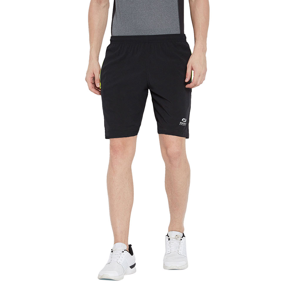 2 - Masch Mens Regular Fit Polyester Shorts (MSSH 0618 CS NZIP NOFLAP),  Medium  Black 