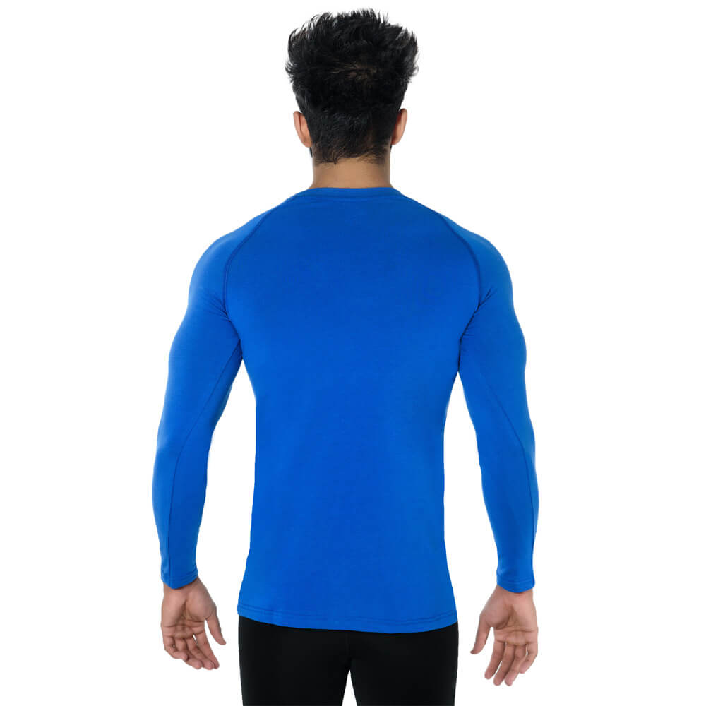 1 - DK Active Wear Full Sleeve Gym T Shirt (Beast Mode),  Royal Blue and White  Large 