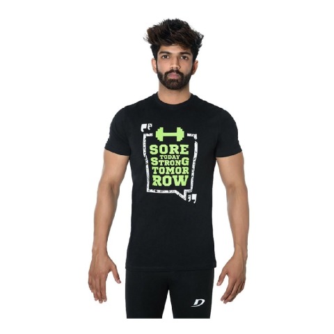 DK Active Wear Half Sleeve Gym T Shirt (Strong Tomorrow),  Black  Large 