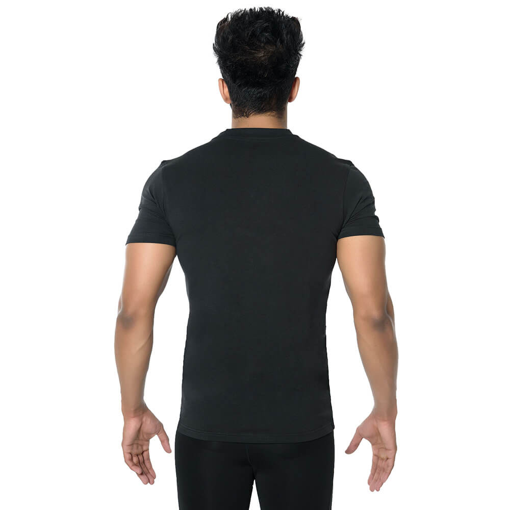 2 - DK Active Wear Half Sleeve Gym T Shirt (Superman),  Black and Silver  Medium 