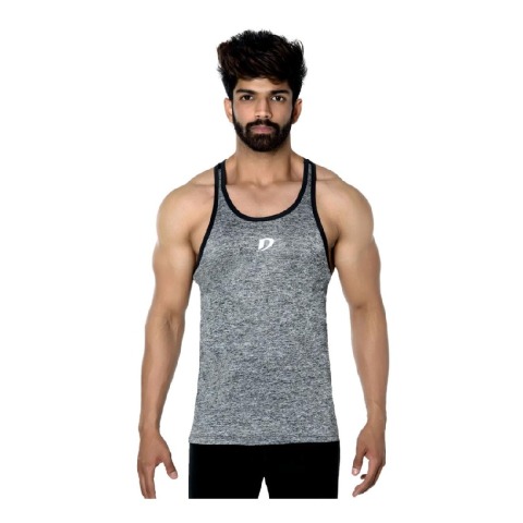 1 - Decisive Fintess 2 Ton Slim Fit Stringer Vest,  Grey  Small 
