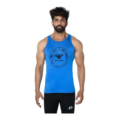 1 - Decisive Fintess Gym Vest Tank Top,  Blue  XXL 