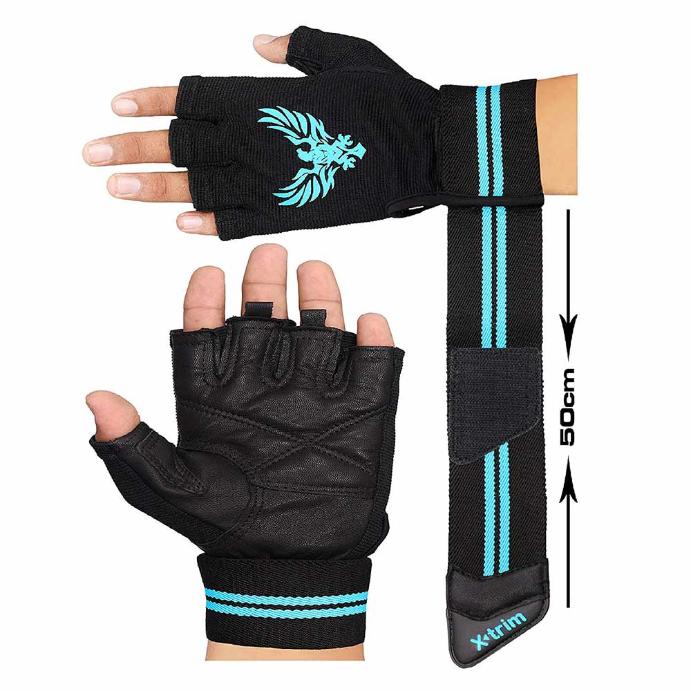 Xtrim X Macho Men's Leather Gym Workout Gloves, Black Medium at Best