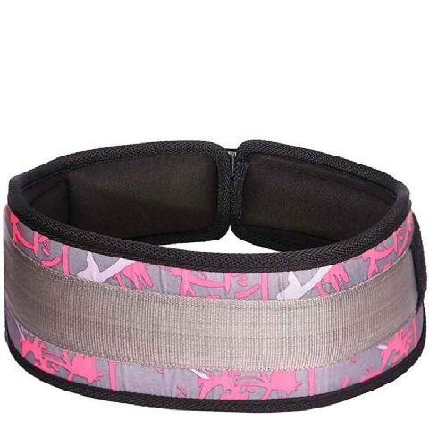 3 - Xtrim 4 Inches Dura Belt Women Gym Fitness Weight Lifting Belt Foam Padded Leather Contoured Weightlifting Belt with Steel Roller Adjuster, Pink Large