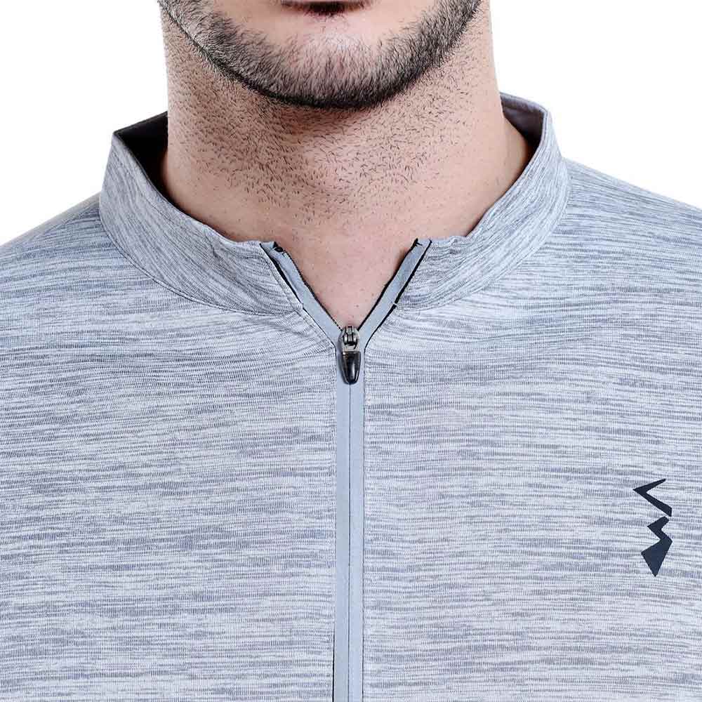 4 - Campus Sutra Solid Men Mandarin Collar T Shirt,  Grey  Large 